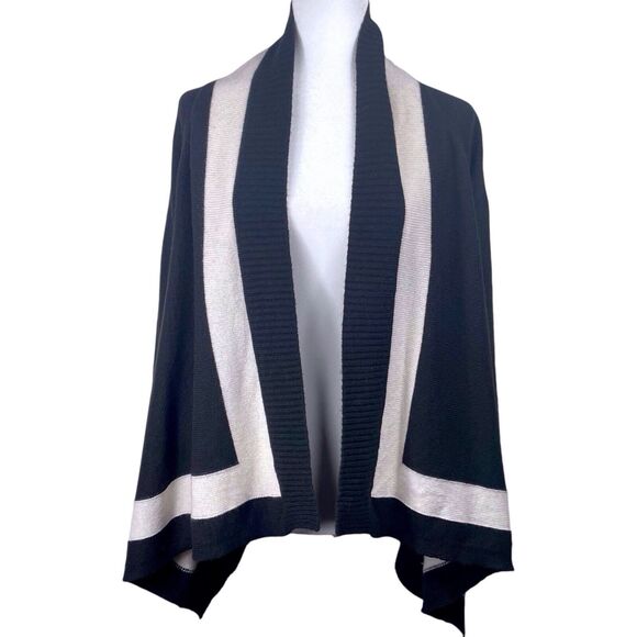BANANA REPUBLIC Open Cardigan Size Small Long Sleeve Wool Colorblock Black White - Picture 13 of 13